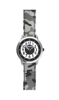 CLOCKODILE Świecący zegarek chłopięcy szary ARMY z wzorem kamuflażu