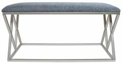 Ławeczka metalowa z welurowym siedziskiem szara ze srebrnymi nogami