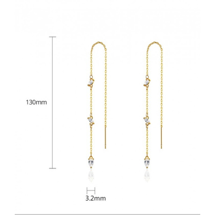 Kolczyki ze stali szlachetnej pozłacanej 14k złotem, cyrkonie, wiszące KST2852