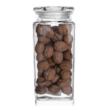 Pojemnik szklany kuchenny słój słoik kwadratowy z pokrywką 1,8 l retro