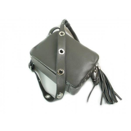 Listonoszka frędzelek, kółka ,dzety srebrne okucia Vera Pelle Szara VP1188G