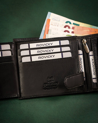 Duzy skorzany portfel meski z systemem RFID Protect