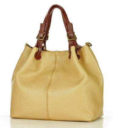 Torba skórzana klasyczny shopper bag - MARCO MAZZINI karmelowy beż - min. zamówienie 20 / 50 / 100 szt.