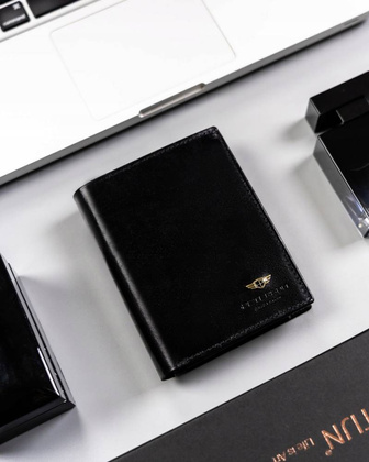 Elegancki duzy portfel meski ze skory naturalnej