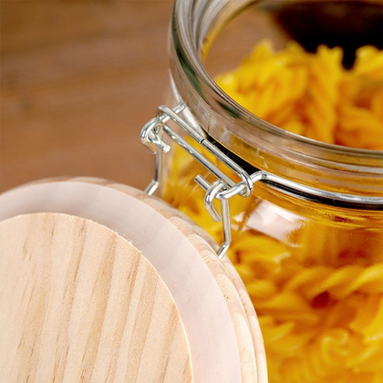 Słoik szklany z uszczelką drewnianą pokrywką klipsem 1,5 l