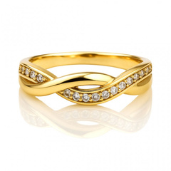 Pierścionek stal chirurgiczna platerowana złotem, z cyrkoniami PST978, Rozmiar pierścionków: US7 EU14