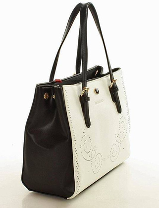 MONNARI Torebka kuferek z regulowanymi rączkami biały z czarnym - min. zamówienie 20 / 50 / 100 szt.