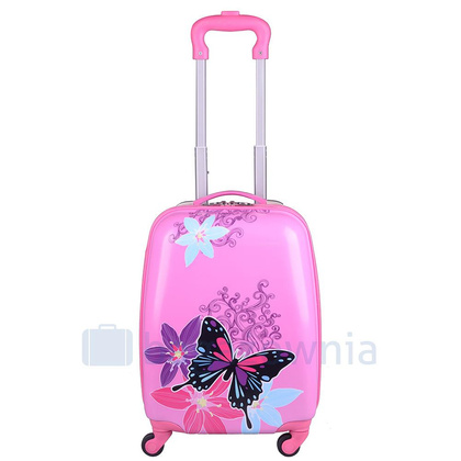 Walizka dziecięca KEMER RGL BIAŁE KOTKI Różowa
