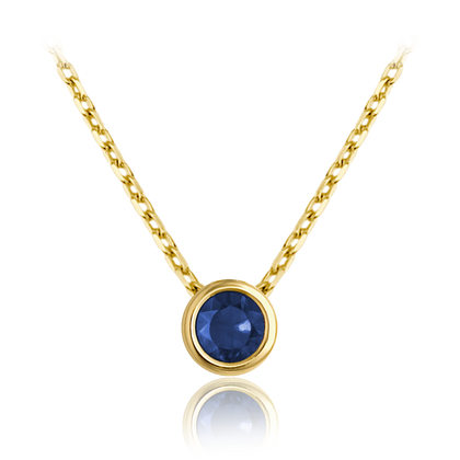 MINET Delikatny złoty naszyjnik z granatowym cyrkonem Au 585/1000 1,85g