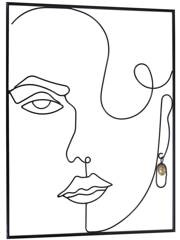 Dekoracja ścienna metalowa twarz kobiety w ramie