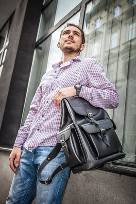 Ogromny plecak skórzany KEMER VOOC Vintage P40 koniak