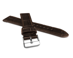 LAVVU Brązowy szyty pasek CROCO z luksusowej skóry Top Grain - 18