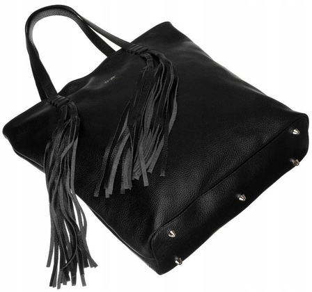 Shopperka damska z frędzlami Rovicky Czarna