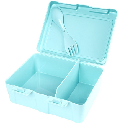 Pojemnik śniadaniowy z przegrodą i sztućcami / lunchbox śniadaniówka kwiaty 1 l