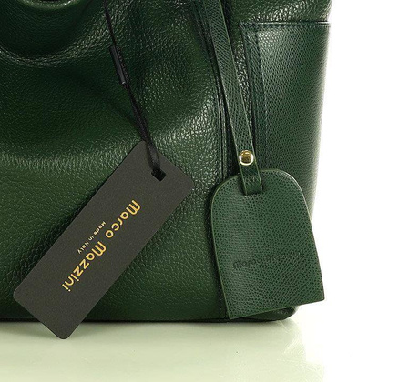 Skórzana torba damska w trapez na ramię sholder genuine leather bag - MARCO MAZZINI ciemny zielony - min. zamówienie 20 / 50 / 100 szt.