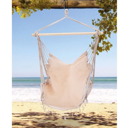 Hamak brazylijski fotel wiszący podwieszany huśtawka bujak krzesło brazylijskie beżowy