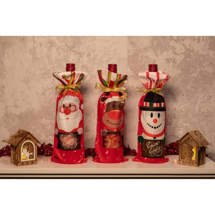 Torebka świąteczna na butelkę renifer