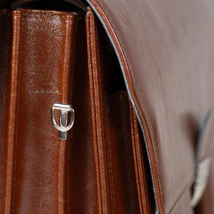 Skórzana teczka męska na ramię laptopa brązowa - Pavone Nero Treviso 2225 BR