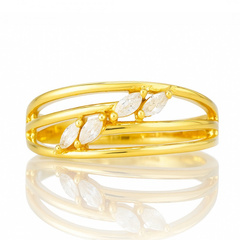 Pierścionek stal chirurgiczna platerowana złotem, z cyrkoniami PST979, Rozmiar pierścionków: US8 EU17