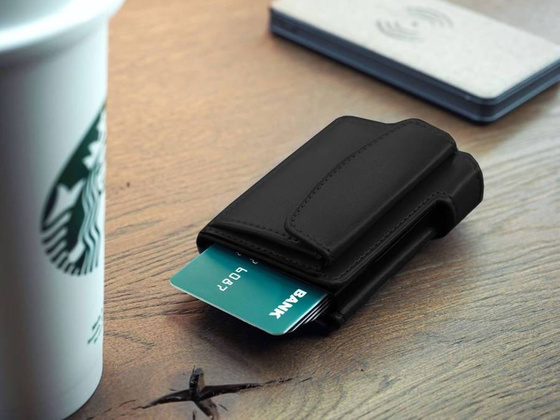 Skórzany portfel męski z zewnętrzną portmonetką