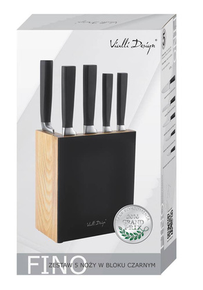 Zestaw 5 kutych noży w bloku FINO czarny