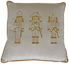 Poduszka welurowa kwadratowa z żołnierzykami biała