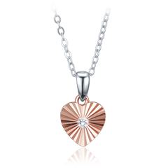 MINET Delikatny rosegold srebrny naszyjnik serce z cyrkonią