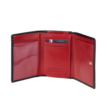 Czarny damski portfel Canaletto z perforacją laserową – elegancja i funkcjonalność PD1223P51