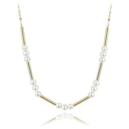 MINET Pozłacany srebrny naszyjnik z naturalnymi perłami