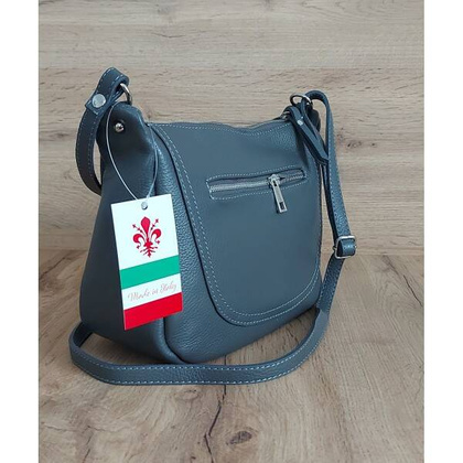 Duża pojemna Włoska skórzana listonoszka A5 Vera Pelle Szara VPLB25G