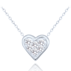MINET Naszyjnik srebrny serce z białymi cyrkoniami