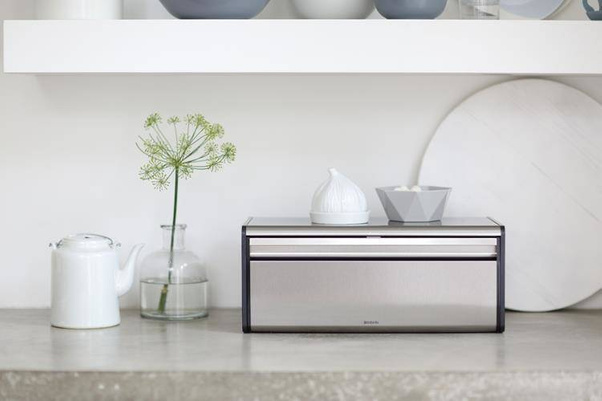 Chlebak prostokątny stal polerowana/czarny 163463