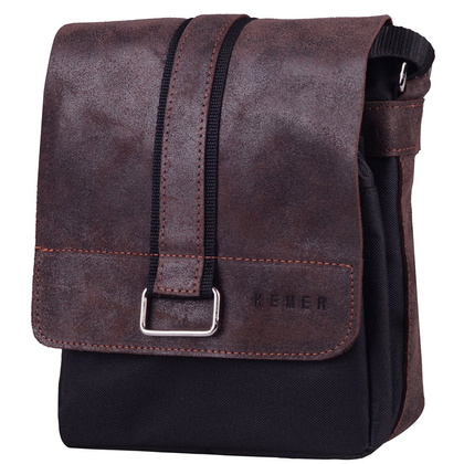 Torba skórzana na ramię KEMER CH 12 Czarna / Brąz - min. zamówienie 20 / 50 / 100 szt.