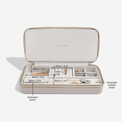 Pudełko podróżne na biżuterię z miejscem na naszyjniki Stackers taupe