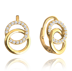 MINET Pozłacane kolczyki srebrne KRĄGY z białymi cyrkoniami