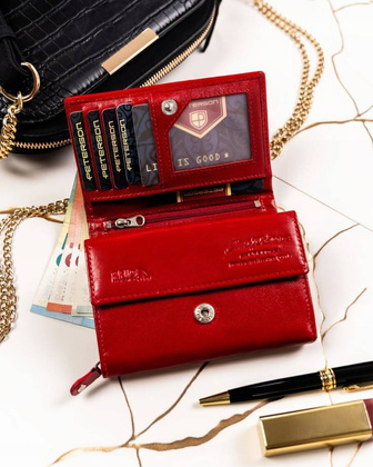 Zestaw prezentowy pojemny portfel damski i brelok ze skory naturalnej