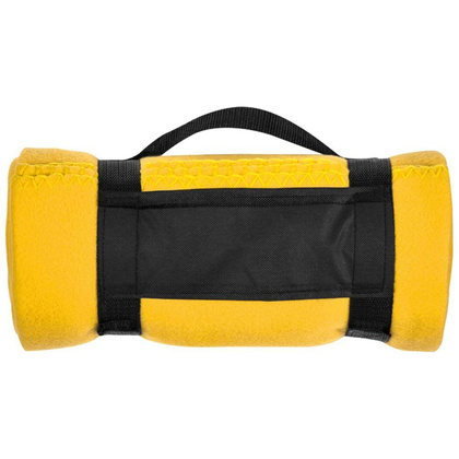 Koc polarowy z paskiem, żółty