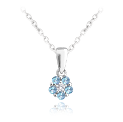 MINET Naszyjnik srebrny KWIAT z niebieskimi cyrkoniami