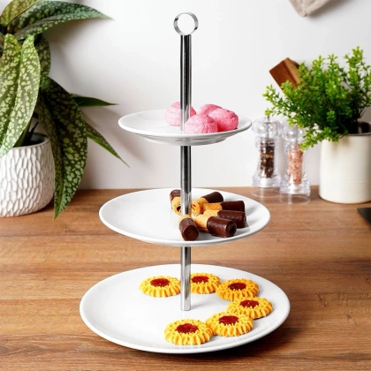 Patera porcelanowa 3-poziomowa biała 25 cm