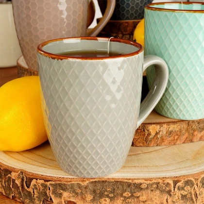 Kubek ceramiczny do picia kawy herbaty na prezent zestaw komplet kubków 4 sztuki 270 ml