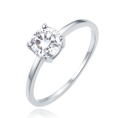 MINET Pierścien srebrny elegancki z białą cyrkonią wielkość 18