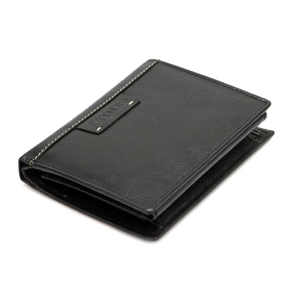 CZARNY SKÓRZANY PORTFEL MĘSKI DUŻY PIONOWY SKÓRA