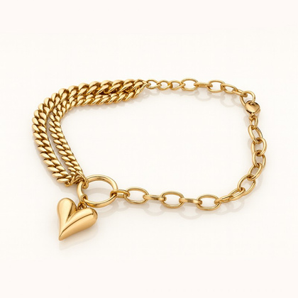 Bransoletka na rękę stal chirurgiczna pozłacana złotem BST1589