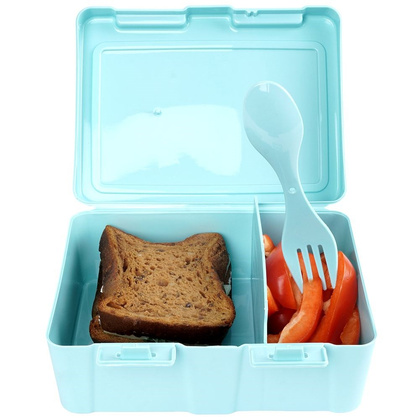 Pojemnik śniadaniowy z przegrodą i sztućcami / lunchbox śniadaniówka kwiaty 1 l