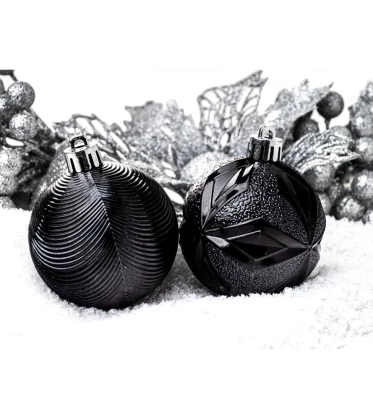 Bombki choinkowe komplet 40 szt. nietłukących plastikowych bombek AK - Czarny
