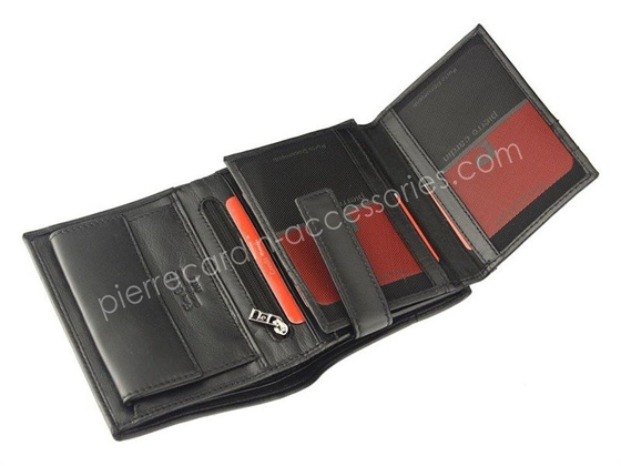 Portfel męski skórzany PIERRE CARDIN TILAK07 330 RFID Czarny / Bordowy