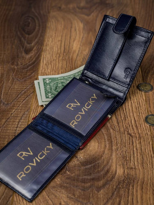 Poziomy portfel męski dwukolorowy ze skóry naturalnej hq