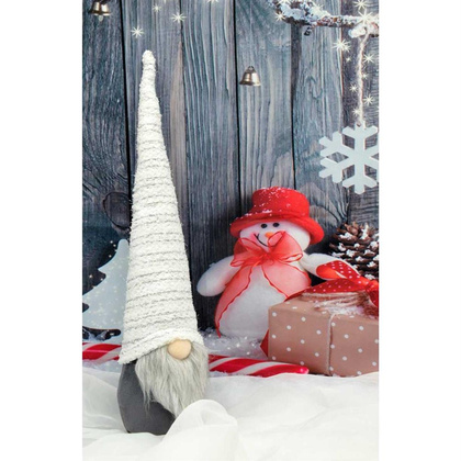 Skrzat z długą białą czapką 10x9x42CM i świecącym noskiem LED