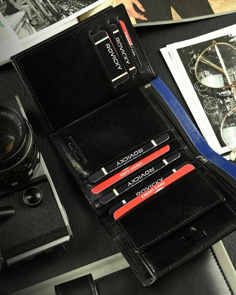 Skórzany portfel z antykradzieżowym zabezpieczeniem