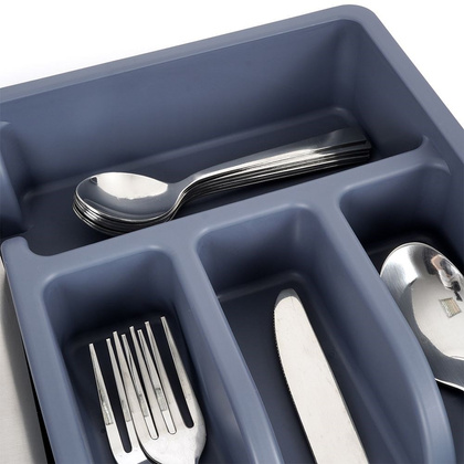 Organizer na sztućce przybory wkład do szuflady szary 5 przegródek 36x25,5x5,5 cm